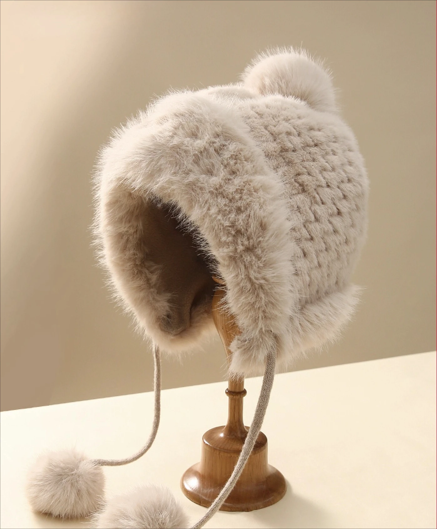 

New thermal caps for children, thickened Lei Feng caps for winter riding, imitation mink hair outdoor wind and snow protection