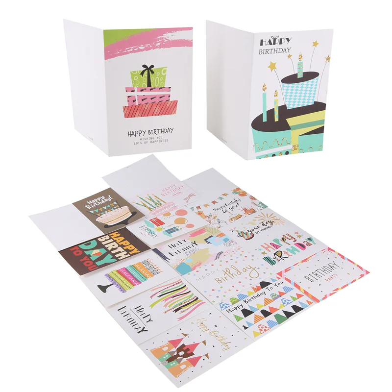 A11E-36 حزمة بطاقات المعايدة صديقة للبيئة فريدة من نوعها بطاقات عيد ميلاد كبيرة مجموعة بطاقات عيد ميلاد سعيد للكبار والأطفال الكتابة