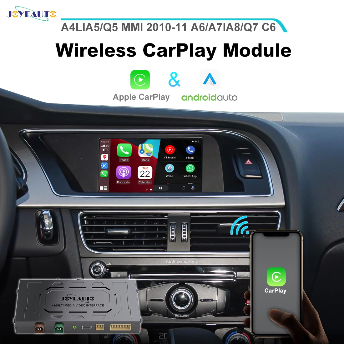 

JoyeAuto для Audi A4L A5 A5L C6 MMI 2010-2016 мой беспроводной Apple CarPlay Android Авто Mirror-Link iOS15 автомобильный игровой комплект для модернизации