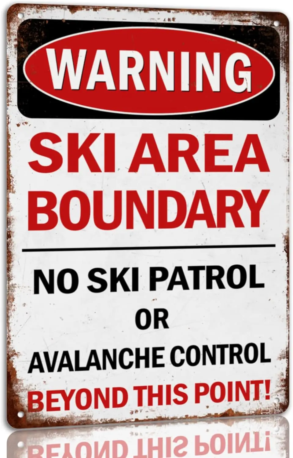 Ski Area Boundary Tin Sign Warning Vintage Metal Signs Funny Decoration Poster For Cafe Bar Kitchen 8x12 Inch