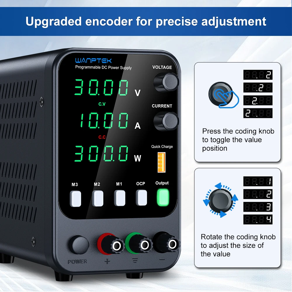 Wanptek 30V 5A 10A 60V 5A 120V 3A Lab DC Power Supply Adjustable Digit Display Memory Function Power Supplies Voltage Regulator
