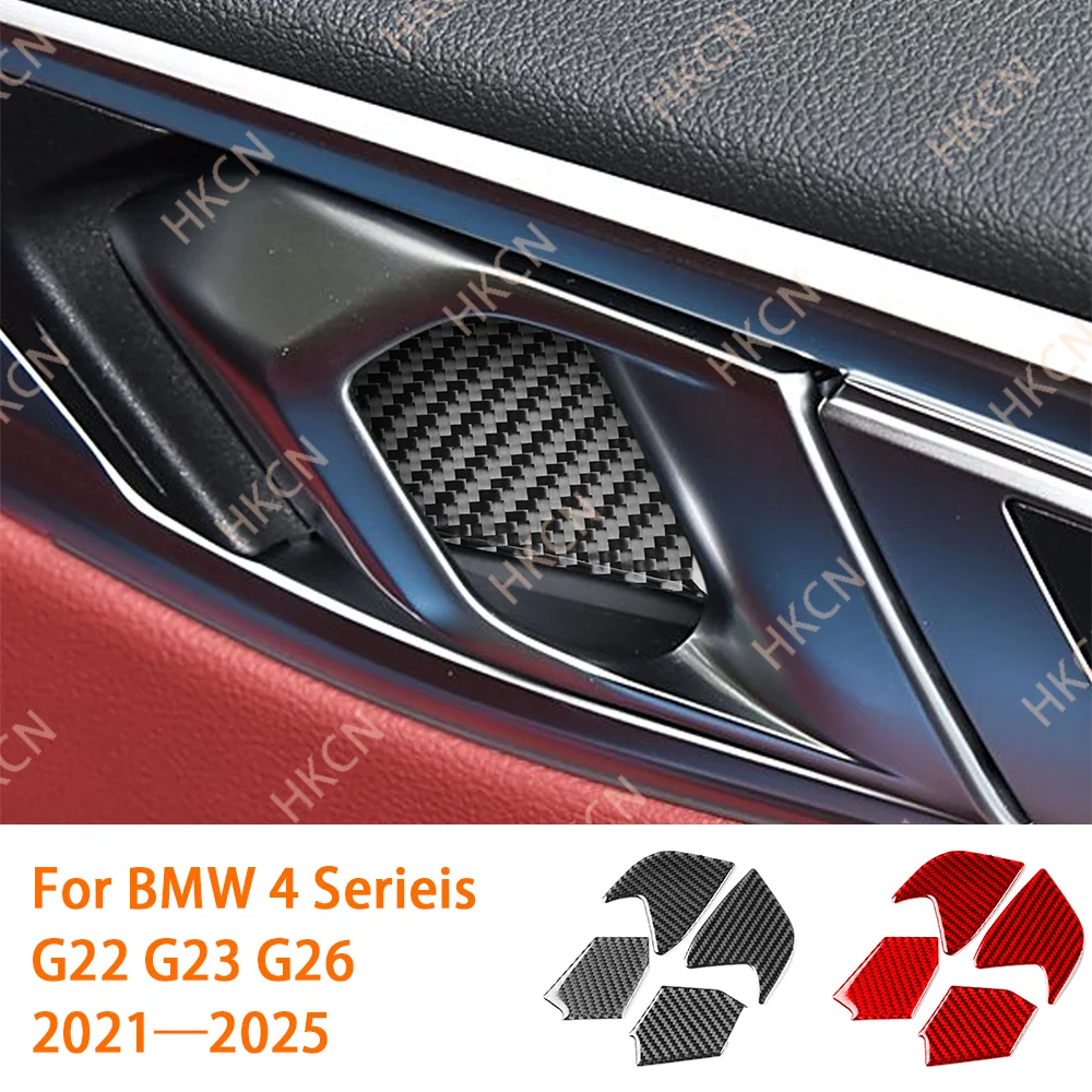 

Для BMW 4-й серии G22 G23 G26 2021-2024 углеродное волокно, внутренняя дверная ручка, чаша, автомобильные аксессуары, внутренняя крышка, мягкая наклейка, автоматическая отделка