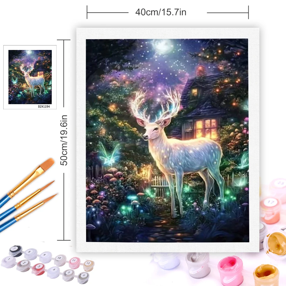 Painting By Number Fairy Forest Drawing On Canvas HandPainted Art Coloring By Number Deer Kits Home Decoration DIY Gift