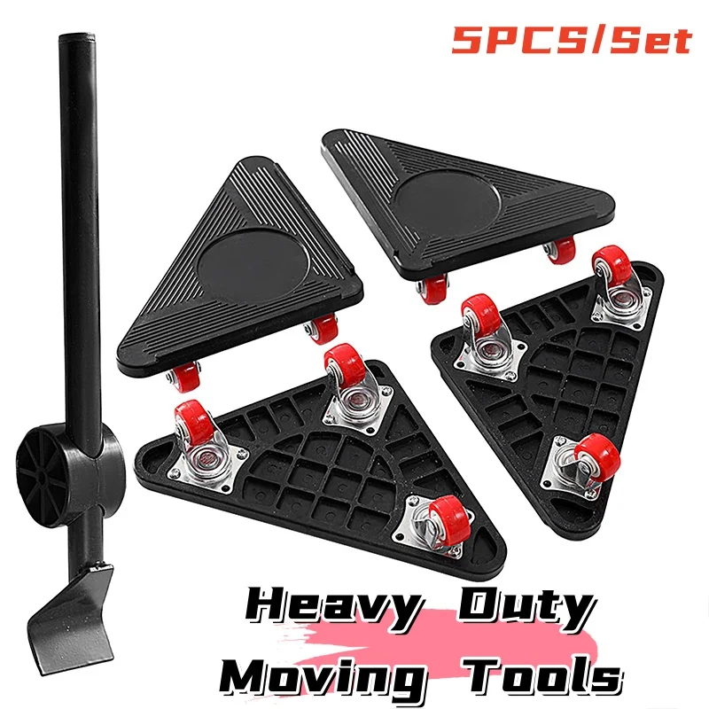 New Heavy Duty Furniture Lifter Transport Tool Furniture Mover set 4 Sliders 1 Wheel Bar for Lifting Moving Furniture Helper