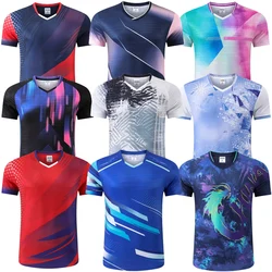 Men's And Women's Sublimation V Neck Table Tennis Jersey Quick Dry Sports T-shirt Breathable Short Sleeve Ping Pong Shirt Volley