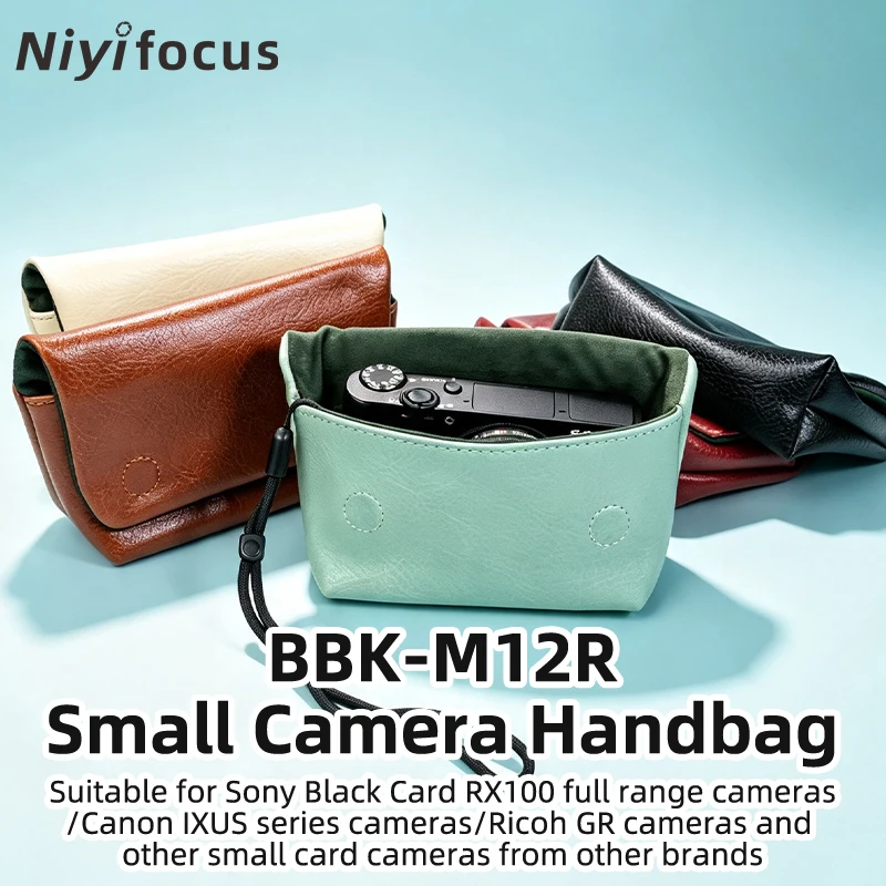 BBK-M12R Portable Camera Pouch PU Leather Shockproof Camera Handbag for Sony RX100 Serie Ricoh GR Canon IXUS Compact Card Camera