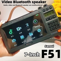 SANSUI Portable FM/MW/SW Radio 7-inch HD LED Display Radio Wireless Bluetooth Speakers Dual TF Card Slot MP4 Video Music Player