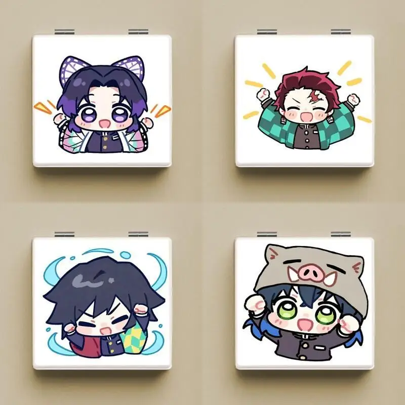 Demon Slayer Anime Makeup Mirror Butterfly Shinobu Folding Cosmetic Mirror Student Dormitory Vanity Mirror Ins Girl Portable