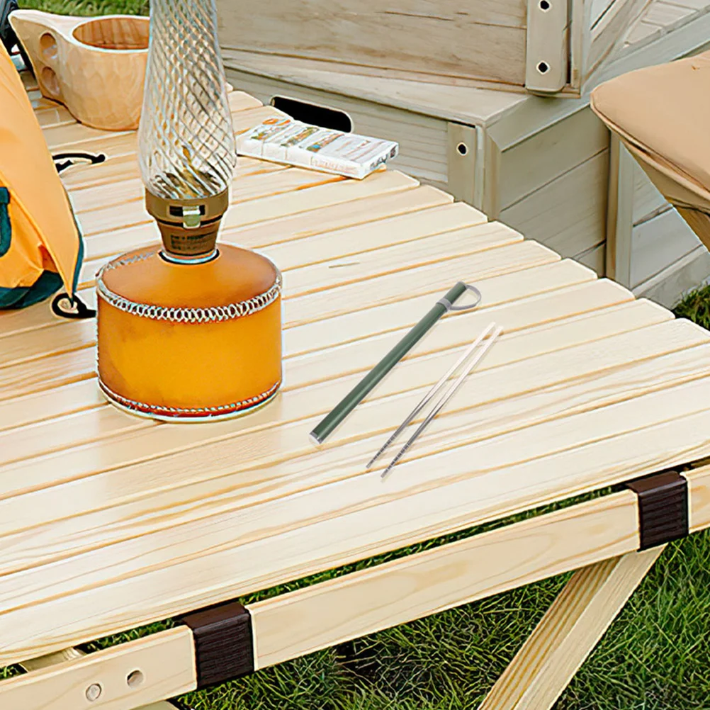 

2Sets Outdoor Chopsticks Portable Stainless Steel Camping Metal Reusable Dishwasher Safe Long Cooking Chopsticks Hot Pot Sticks