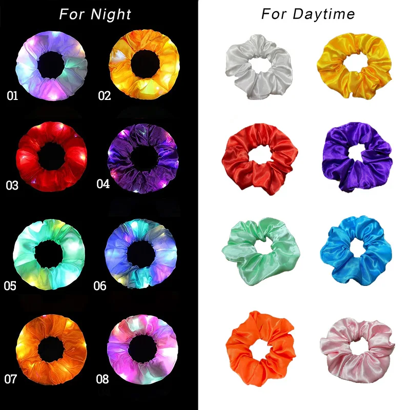 Hot Sale Flashing Neon Headwear Accessories LED Luminous Scrunchies Hairband Glow Hair Bands Light Up Hair Scrunchy