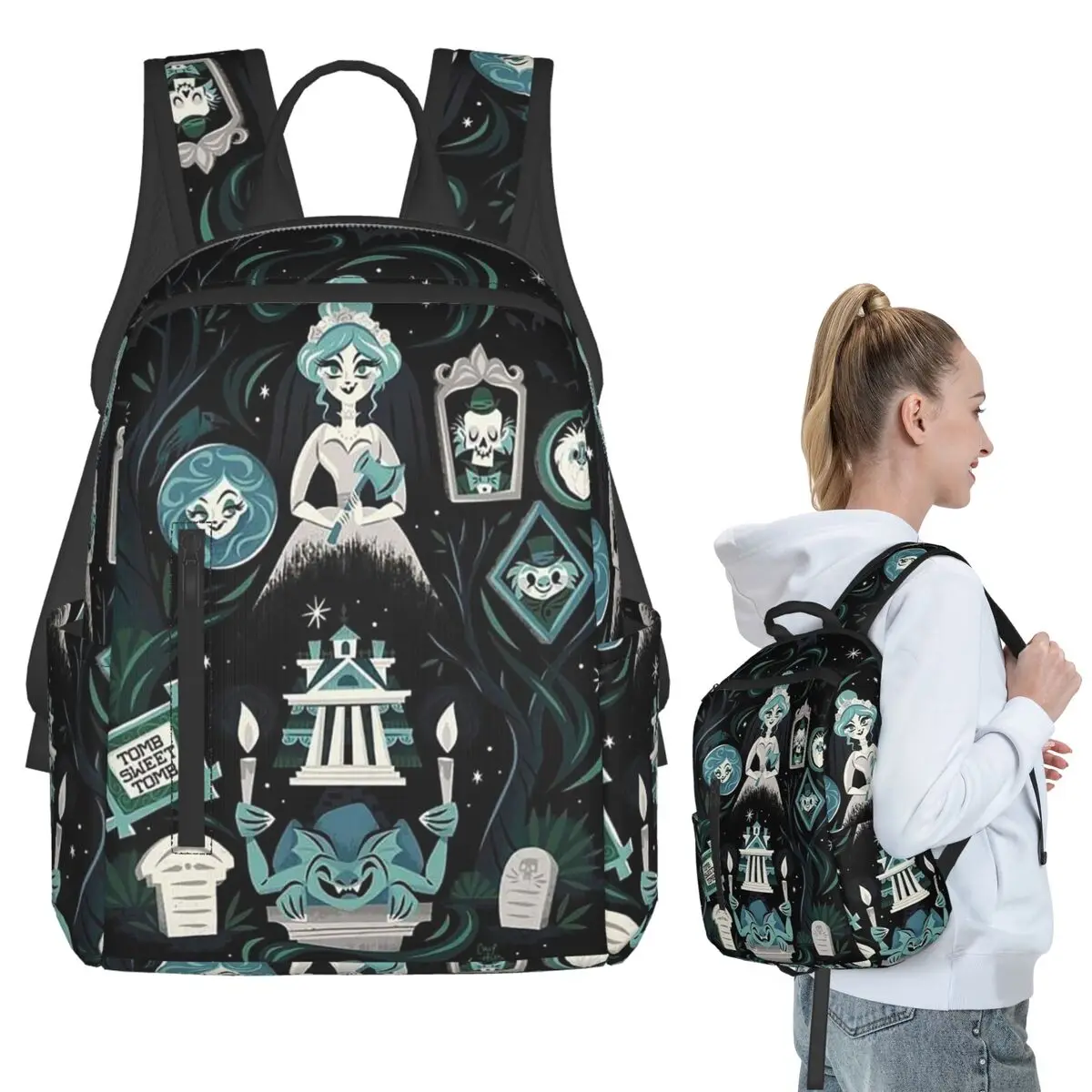 Haunted Mansion Stretching (15) Backpack Student BookBag Boys Girls School Bag Laptop Shoulder Bags Men Women