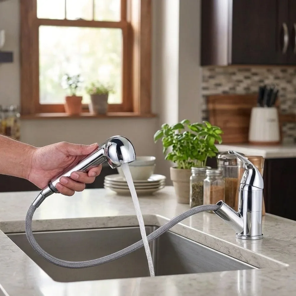Grey Nylon Kitchen Faucet Sprayer Hose Replacement Quick Connect Leakproof Flexible Pull Down Tube For Sink Tap DIY Home Repair