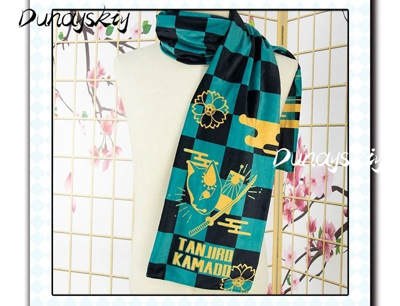 Tanjiro Nezuko Kamado Zenitsu Agatsuma Shinobu Kocho Косплей Костюм Набор Аниме Манга Шарф Полиэстер Теплый костюмированный предмет наряд