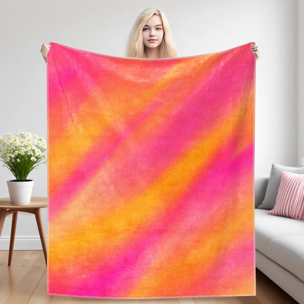 Orange Pink Swirl Flannel Luxury Blanket, Lightweight And Comfortable Woolen Blanket, Ultra-Fine Fiber