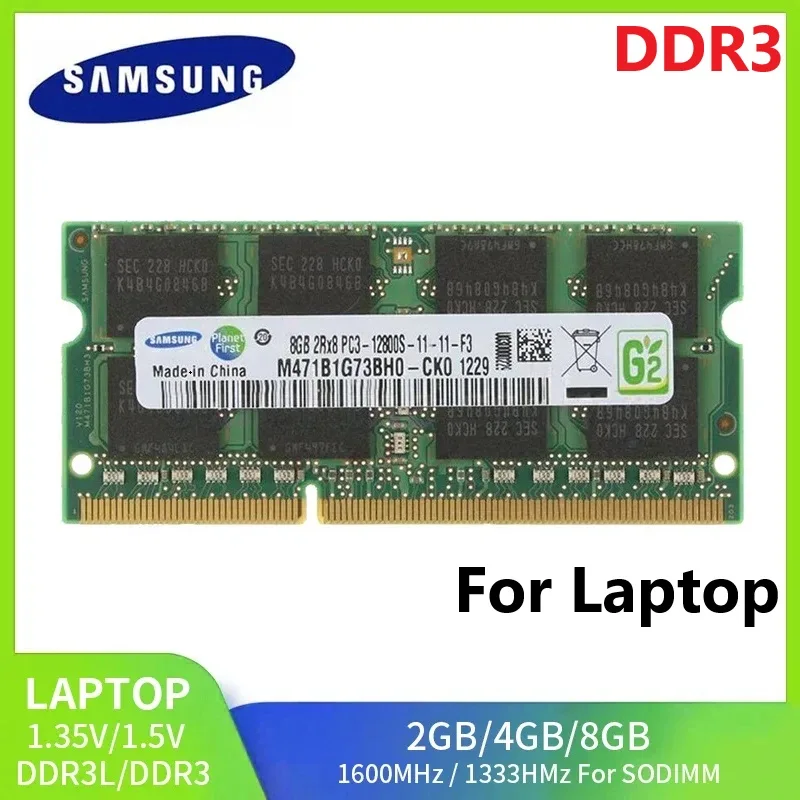 SAMSUNG DDR3 DDR3L Memory Ram SODIMM Laptop RAM 8GB 4GB 2GB 1333 1600Mhz 1866MHz High Performance Notebook SO-DIMM RAM 1.35/1.5V