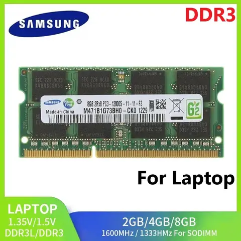 SAMSUNG DDR3 DDR3L mémoire Ram SODIMM ordinateur portable RAM 8GB 4GB 2GB 1333 1600Mhz 1866MHz haute Performance ordinateur portable SO-DIMM RAM 1.35/1.5V
