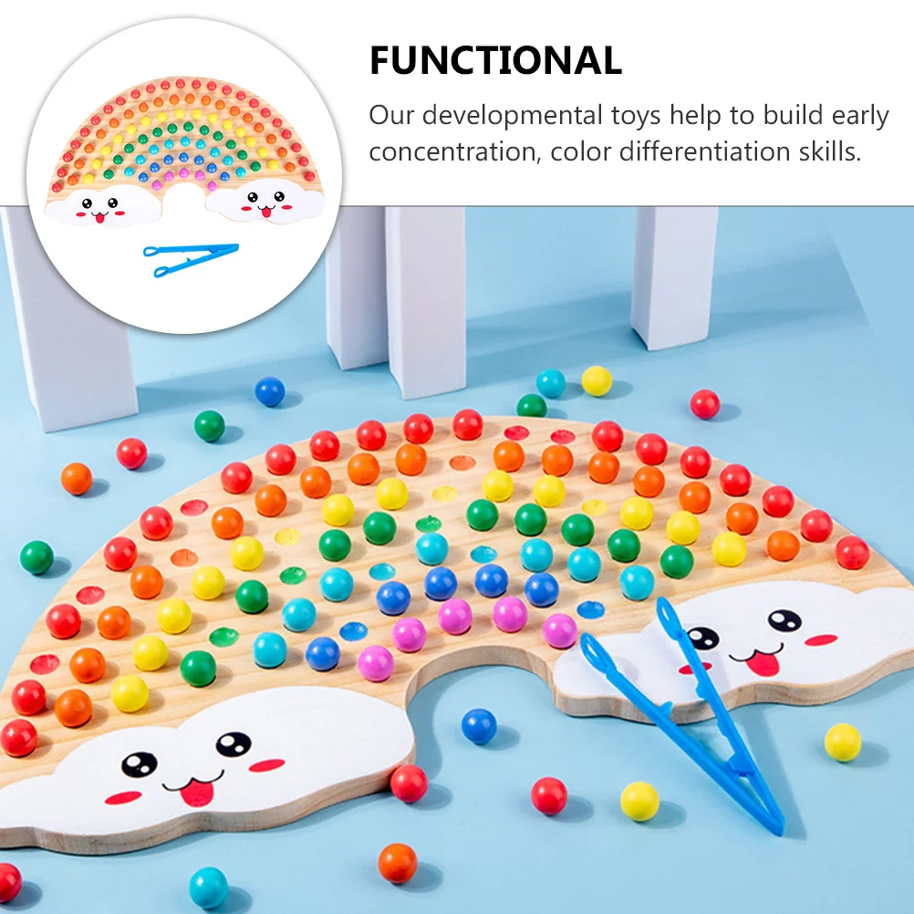 1 conjunto de madeira arco-íris grânulo tabuleiro corte jogo divertido educacional aprendizagem precoce colorido atividade pré-escolar
