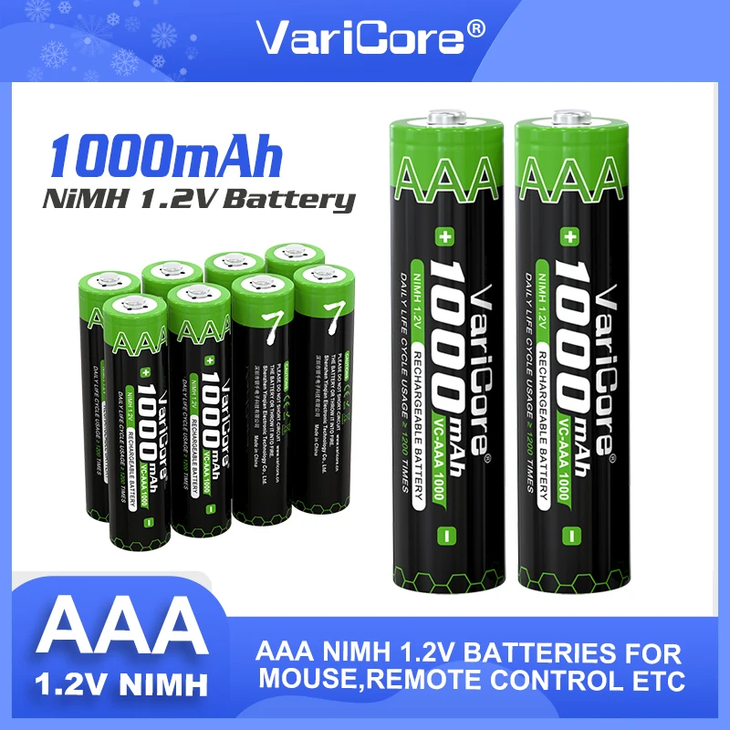 VariCore 2-50PCS Original AAA NiMH 1000mAh 1.2V Rechargeable Battery For Flashlight Toys