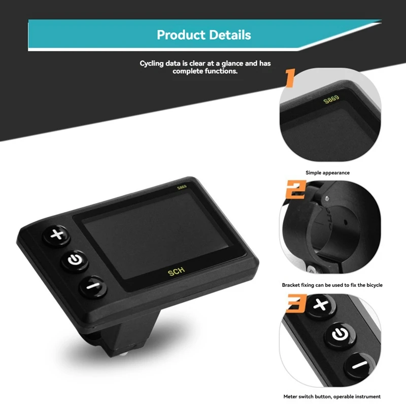 ●S869 Electric Bicycle LCD Display 24V-72V Electric Scooter LCD Color Meter for Mountain Bike LCD Meter Waterproof 5PIN