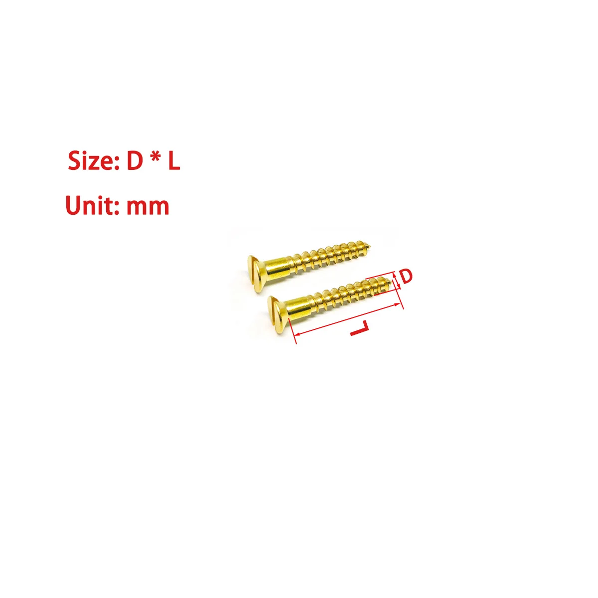 

Brass Slotted Flat Head Self Tapping Screws/Pure Copper Gold Screws M1.6-M6