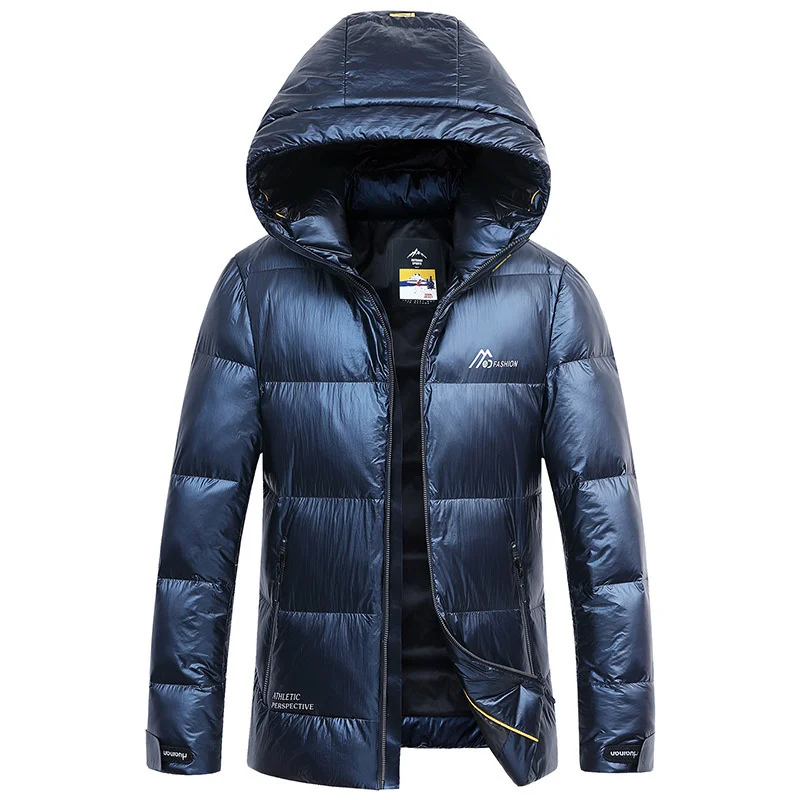 Helle Daunen jacke Herren Winter 90% weiße Ente Männer Freizeit Trend Kapuze warmen Mantel