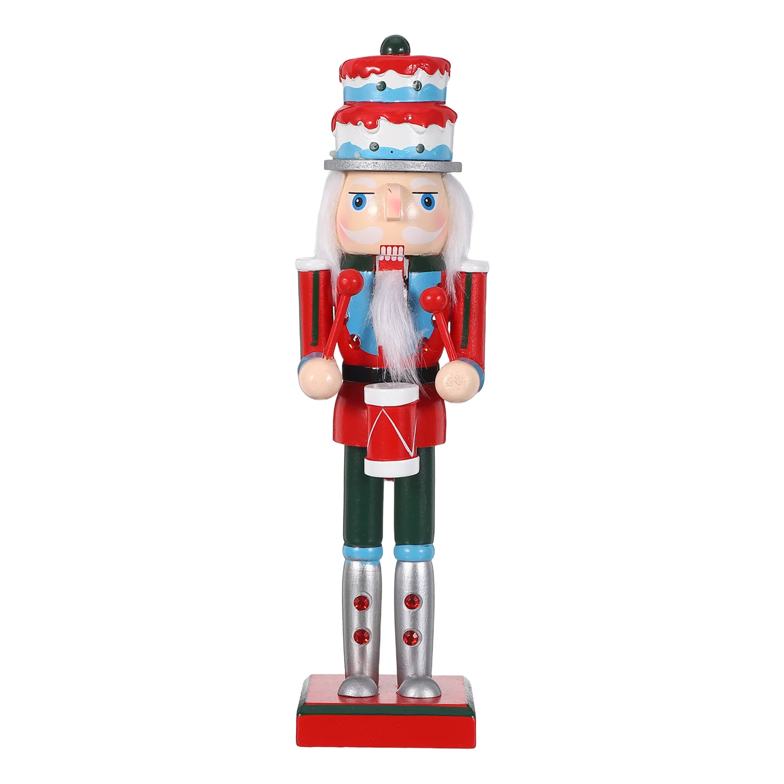 

Nutcracker Christmas Ornament Wooden Drum Nutcracker Soldier Traditional Handcarved Holiday Tabletop Decor Festive