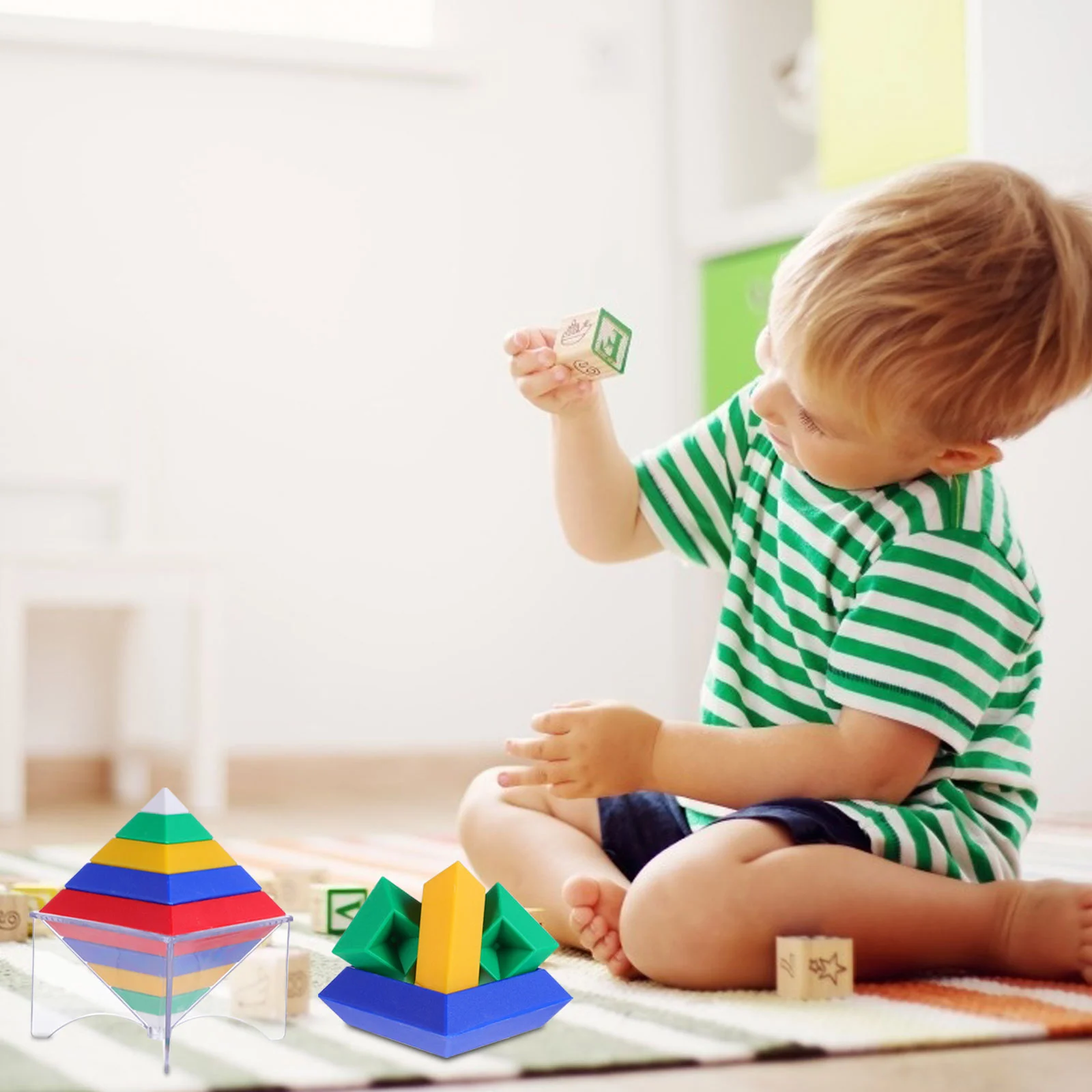 Rompicapo Giocattolo Blocchi di legno Blocchi di costruzione Bambino impilabile Giocattoli Bambini Plastica