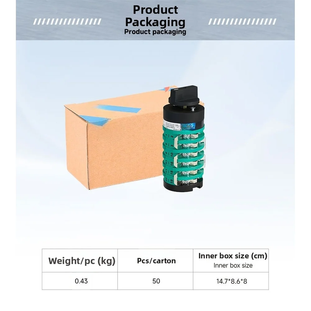 Gas Shielded Welding Equipment Rotary Switch KDHC 32/6X10 6 10-Gear 6-Section AC240V/440V 32A Plastic Green Housing