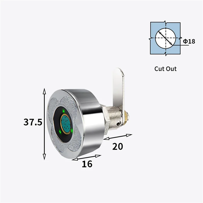 B97A-2X Drawer Fingerprint Lock Password Mailbox Lock Biometric Drawer Lock Fingerprint Rechargeable Keyless Lock(A)