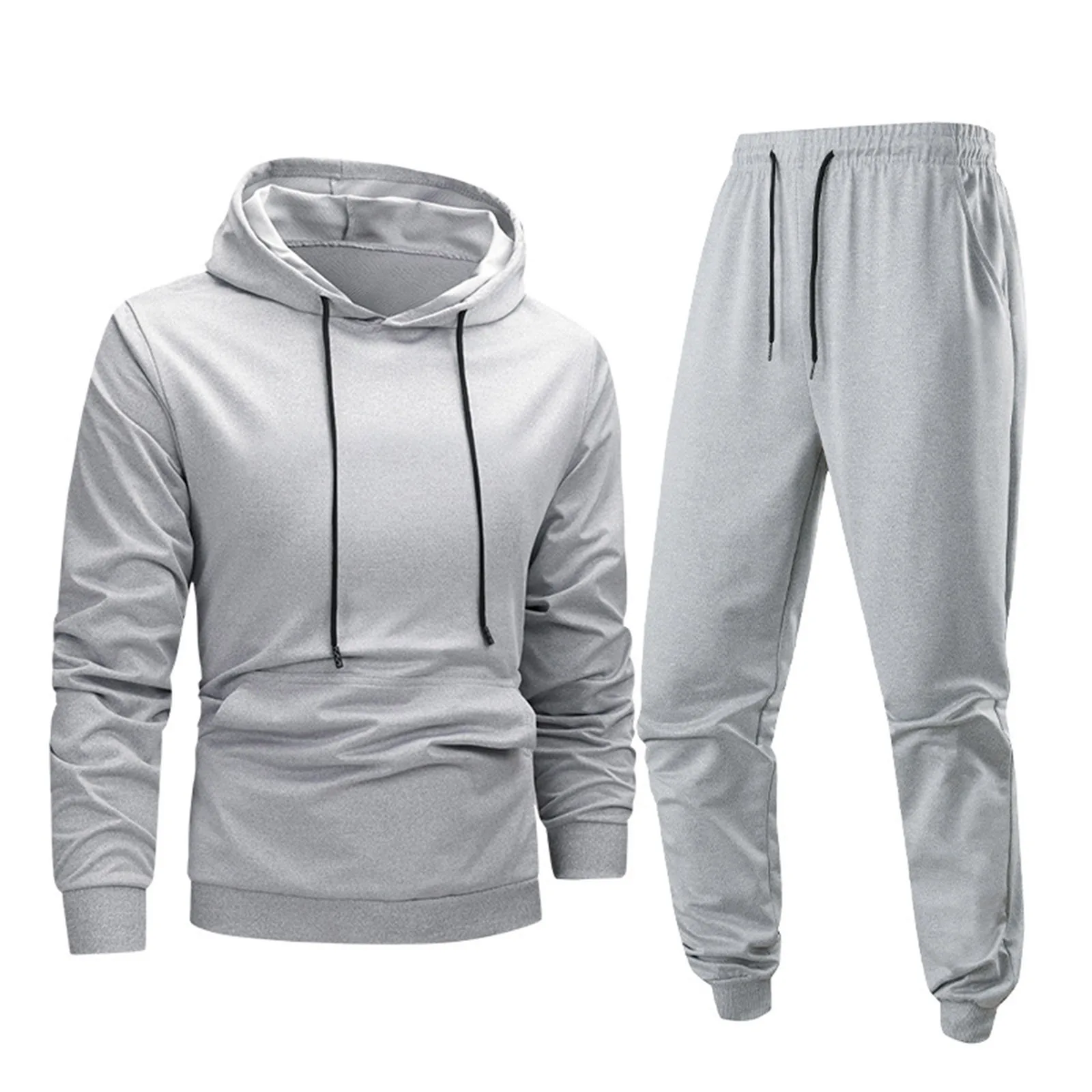 

Young Man Homecoming Outfit Men's Sportswear Solid Color Hooded Sweater Elastic Waist Lace Casual Pants Suit Slim Fit Men