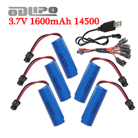 Original 3.7v 14500 1600mAh lipo battery For JJRC C2 D828 RC Car Parts SM-2P Plug For RC Stunt Dump Car Battery Toys Accessories