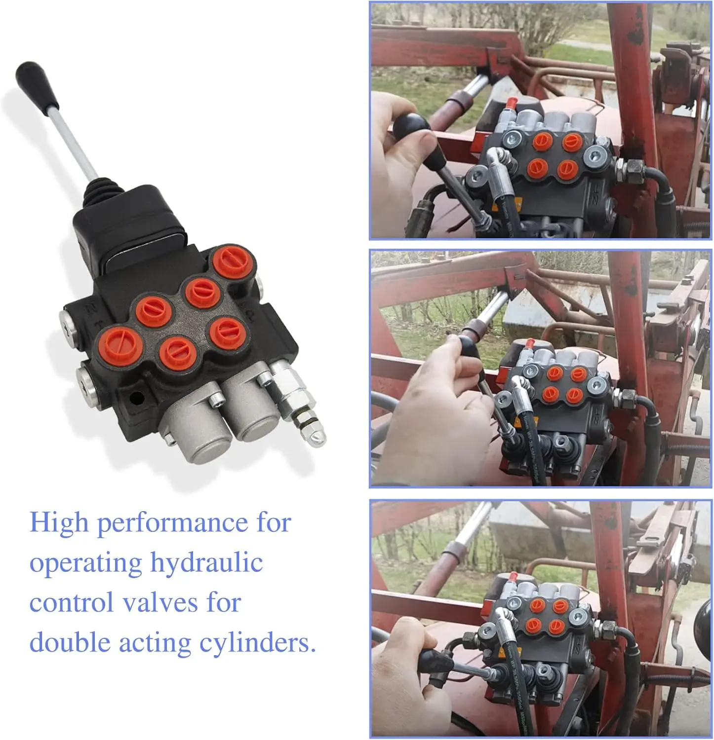 Katup Kontrol Arah Hidrolik 2-Spool untuk 11GPM untuk Joystick Hidrolik Silinder Aksi Ganda Traktor Spool Loader