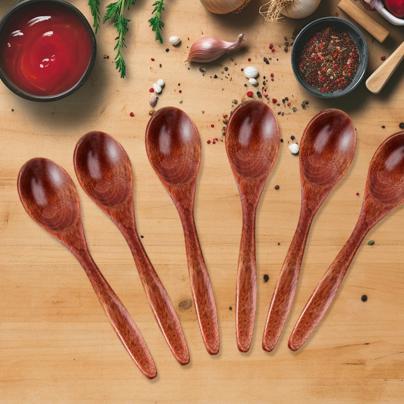 Cucharas de café de madera antiadherentes, cuchara pequeña para mezclar, agitar, degustación, agitador de bebidas de café, vajilla, 1 ~ 6 uds.