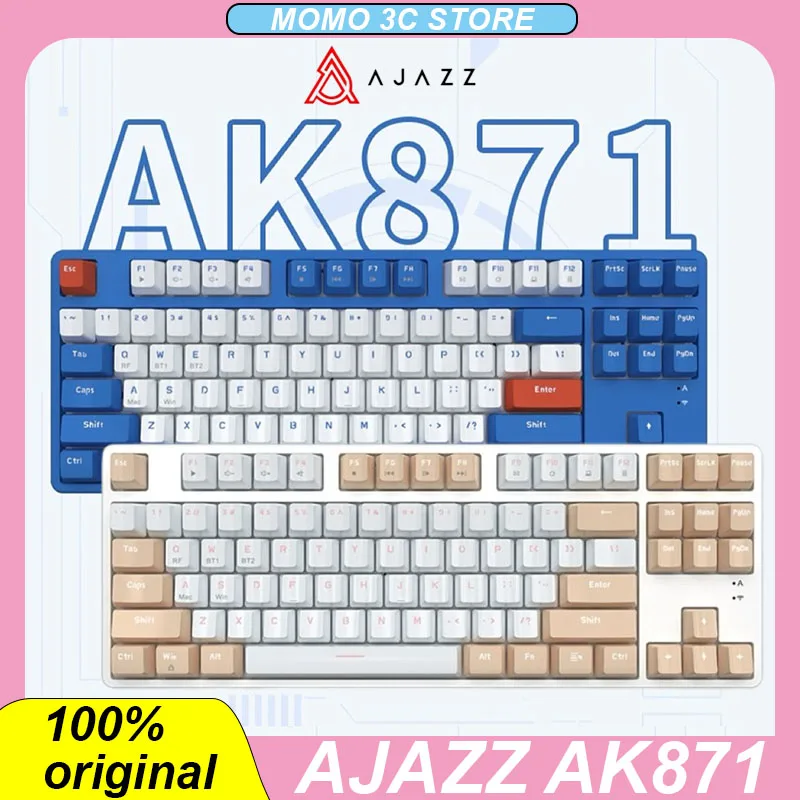 

Ajazz AK871 Mechanical Keyboard Bluetooth Wireless 2.4G 87keys Hot Swap Rgb Pbt Customized Axis PC Gaming E-sports Keyboards