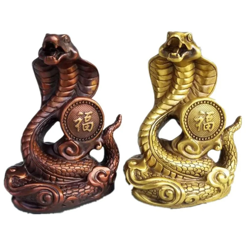 

Brass Fu Snake Decoration Snake Twelve Zodiac Snake Copper Gold Snake Living Room Office Study Fu Character Copper Snake Desktop