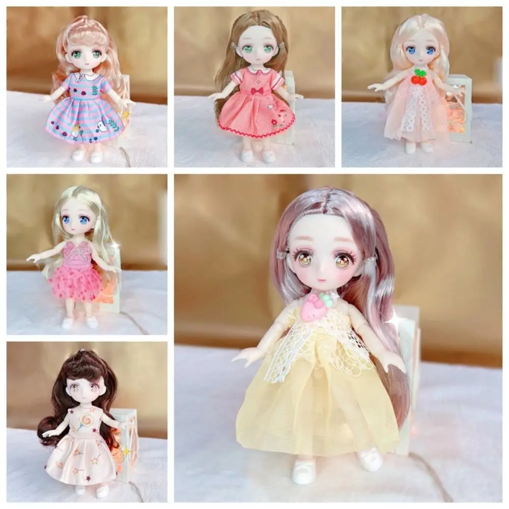 Articulação móvel 16cm anime olhos brinquedos bonecas bola articulada corpo colorido kawaii bjd boneca 1/8 mini bonito bjd anime boneca crianças presente