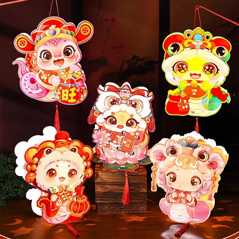 DIY Handmade Lamp Kit  Children Handheld LED Lantern 2025 Chinese New Year Lantern Chinese Spring Festival Decor Craft Supplies