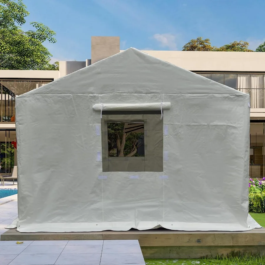Domi 12' x14' Winter Gazebo Cover for Hardtop Gazebos, Universal Gazebo Cover with Sidewalls and Mesh Windows, All Season Water