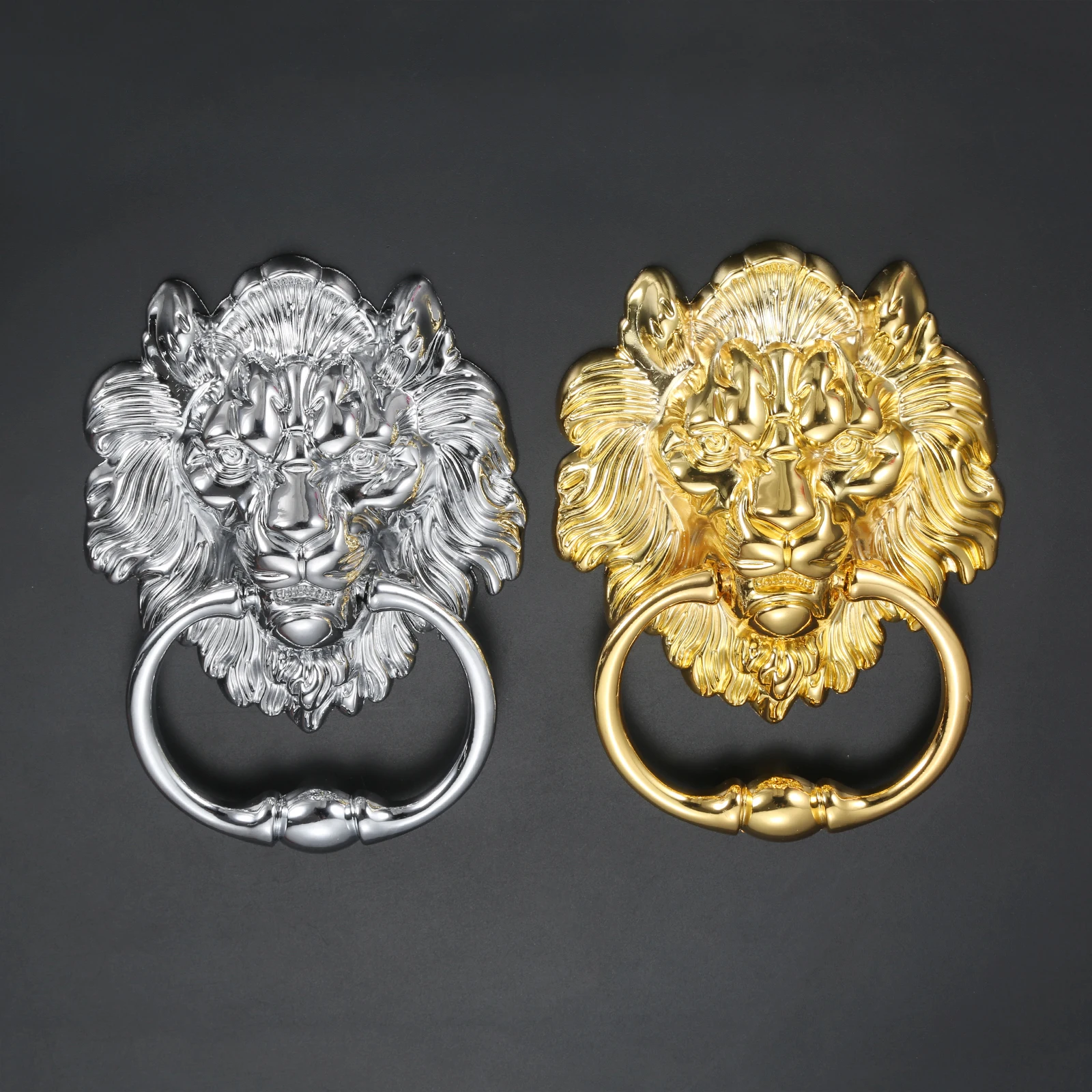 1 stuk grote leeuw hoofd handvat drop ring pull deur klopper 155mm antieke vintage knop w/schroef gouden/helder chroom stoel sofa decor