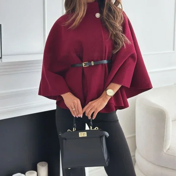 جديد 2025 بلون الخصر حزام تويد كيب سترة أنيقة تحمل شعار لعبة البيسبول ملابس نسائية فضفاضة #5