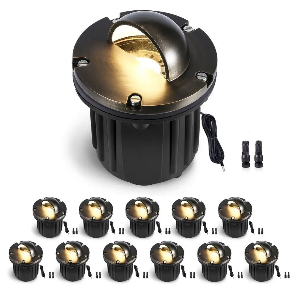 

Landscape Well Lights Brass Electric Ip65 Hardwired Low Voltage In Ground Lighting, LED 12V Waterproof Fixture, Antique Bronze