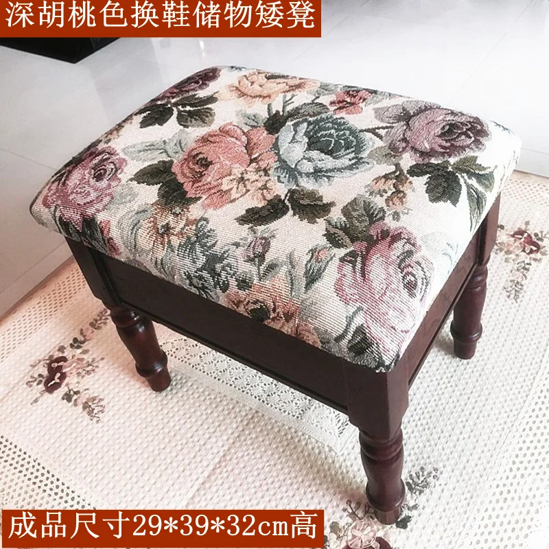 Solid wood dressing stool, American style dressing shoe changing household low  dining table