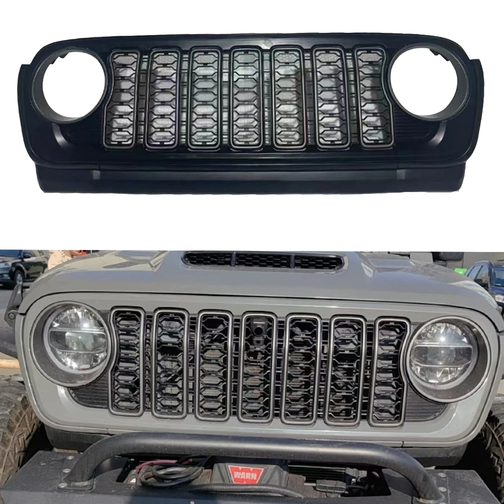 1 sztuka czarny przedni Grill 2024 kratki dla Jeep Wrangler JL 2018 + JL1300