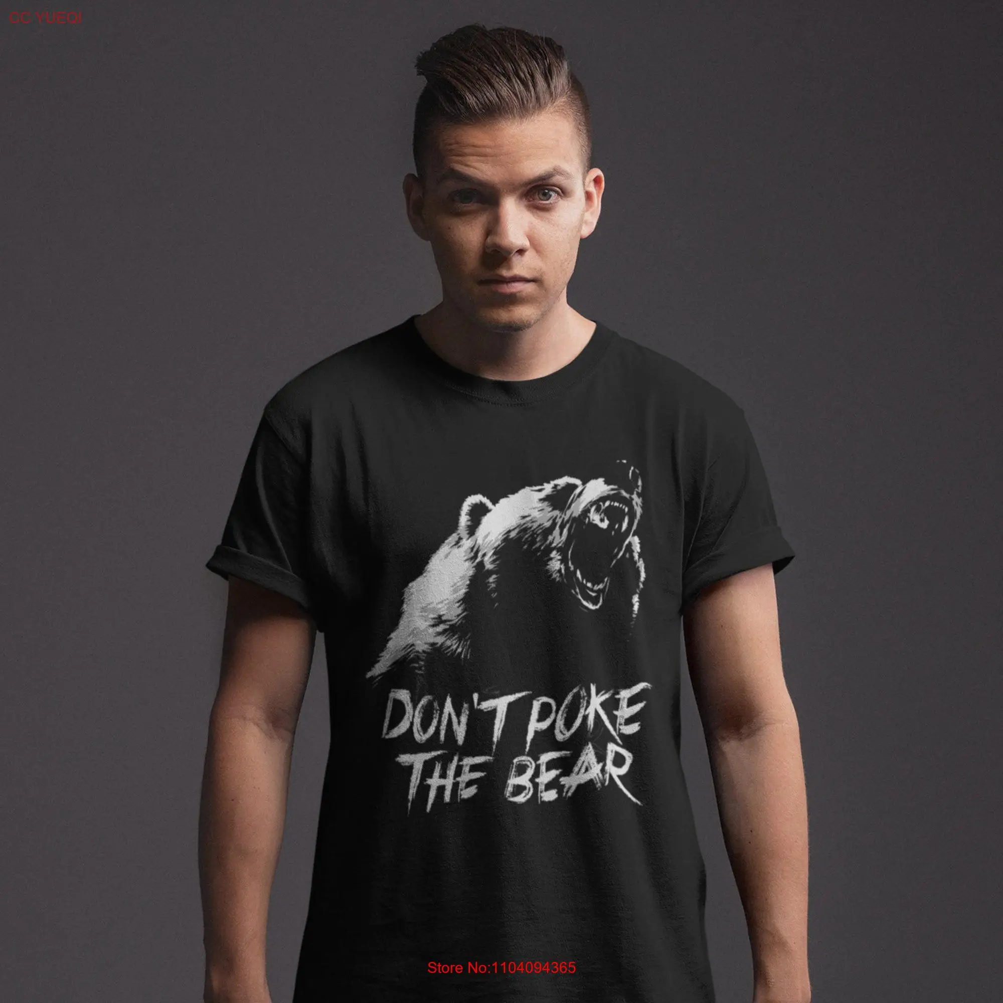 長袖または半袖のTシャツ,距離を保ち,クマを傷つけないでください