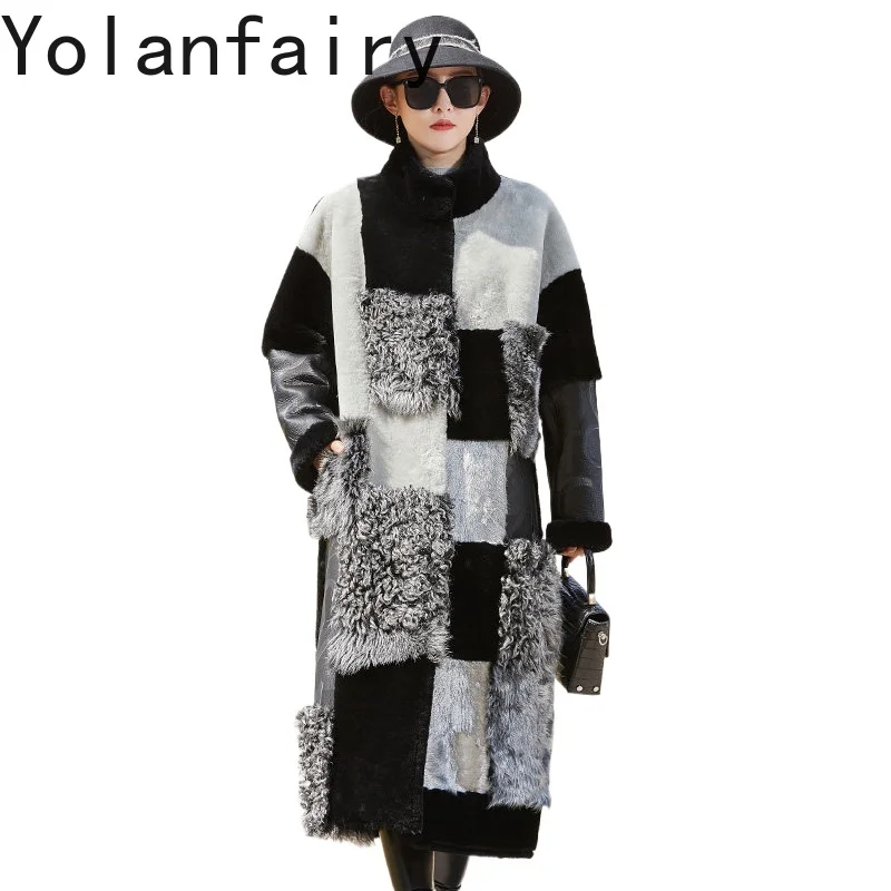 

YOLANFAIRY New Luxury Long Sheepskin Shearling Coat Women 2026 Winter Vintage Real Lamb Fur Coats Thick Warm High-end Fur Jacket