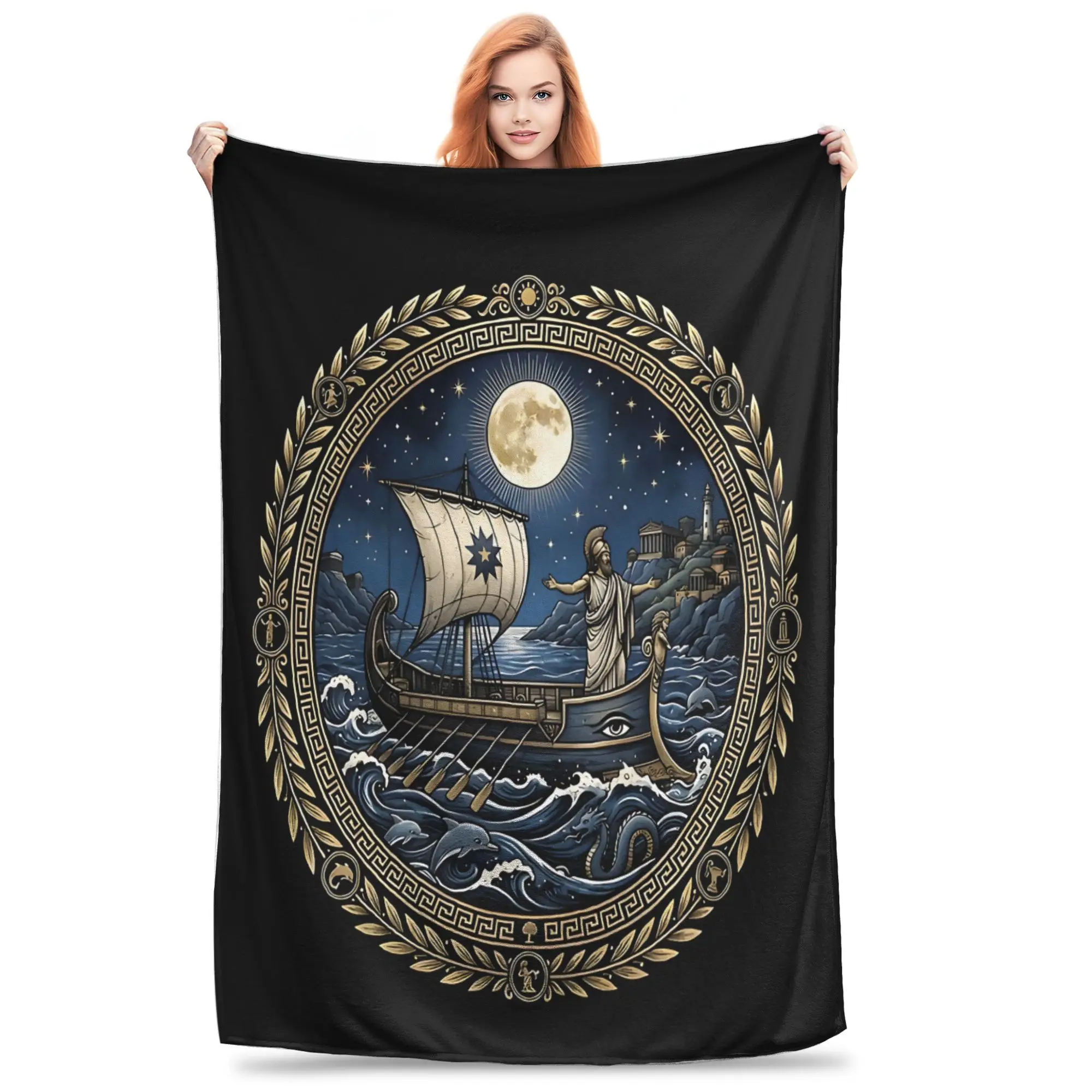 1PC Odysseus Ithaca Journey Greek Mythology  Winter Blankets for Adults Bedding Home Interior Sofa Knee