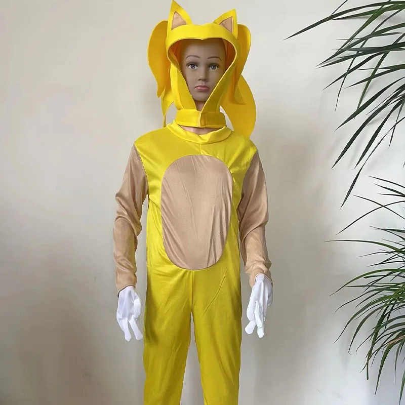 سونيكس الكرتون بذلة ارتداءها الاطفال تأثيري تمويه القنفذ تأثيري حلي أنيمي بنين بنات قفازات بيضاء هدية الهالوين