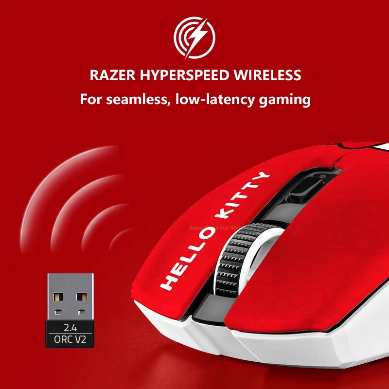 Mouse wireless Razer Sanrio Hello Kitty Bow Edition Mouse da gioco wireless e Bluetooth HyperSpeed Design ultraleggero da 60 g