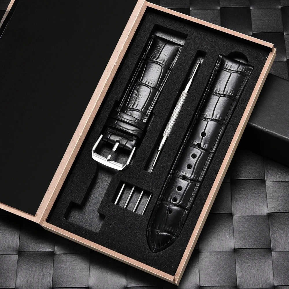 الخيزران الحبوب جلد طبيعي حزام الساعات 18 مللي متر 20 مللي متر 22 مللي متر 24 مللي متر الرجال النساء الأعمال جلد العجل حزام ساعة اليد مع صندوق هدية