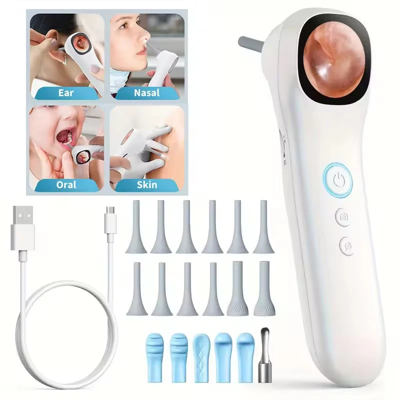 1080P HD Digital Ear Care Visual Camera Endoscope Smart Cleaning Detector Smart Scope with Screen Spoon & Silicone Speculum C2